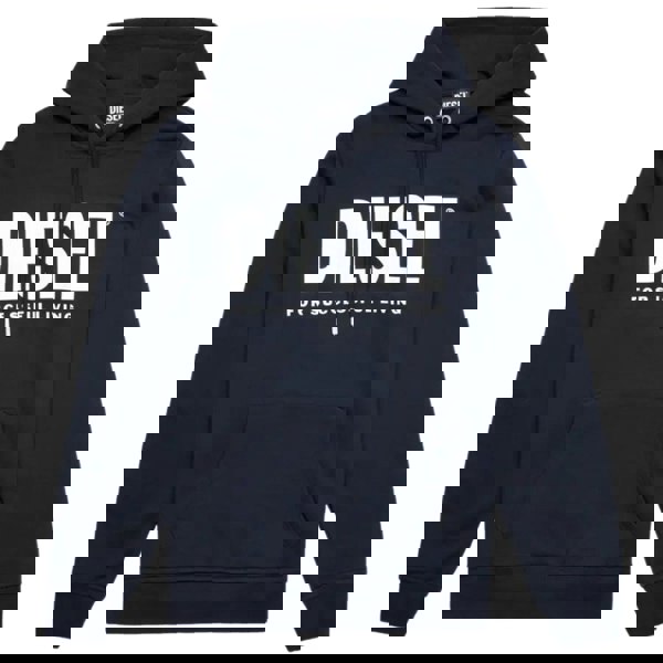 Diesel Denim Division Split Logo Navy Blue Hoodie L