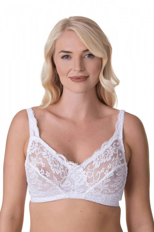 Womens Soft Lace Cup Non-Wired Bra White