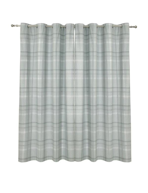 Smart Living Printed Check Boutique Eyelet Curtain - Green