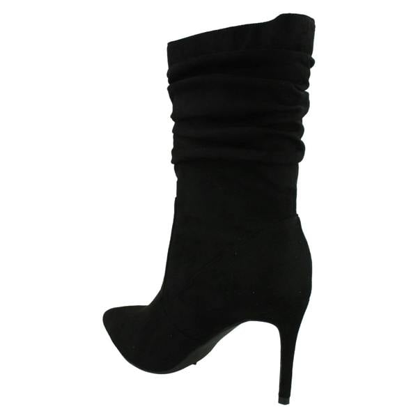 Spot On Ladies Spot On High Heel Rouched Leg Calf Boots F51232