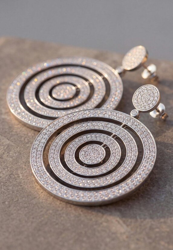 Latelita Whirlpool Trance Statement Drop Earrings Silver