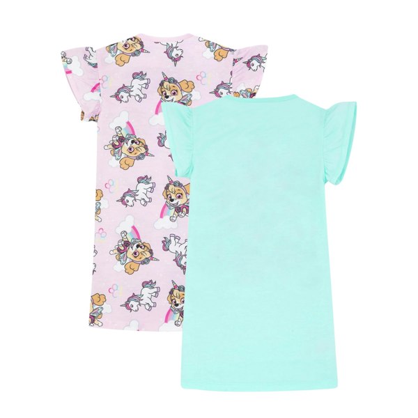 Paw Patrol Girls Skye Unicorn Nightie (Pack of 2) - Pink/Blue