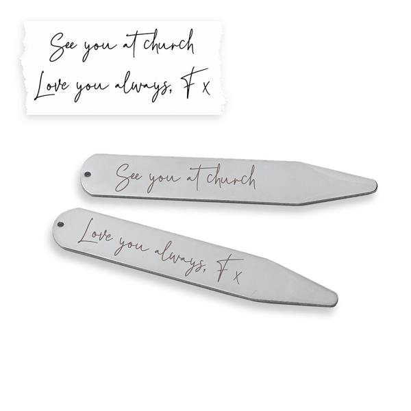 Abode Home & Gifts Personalised Silver Handwriting Collar Stiffeners