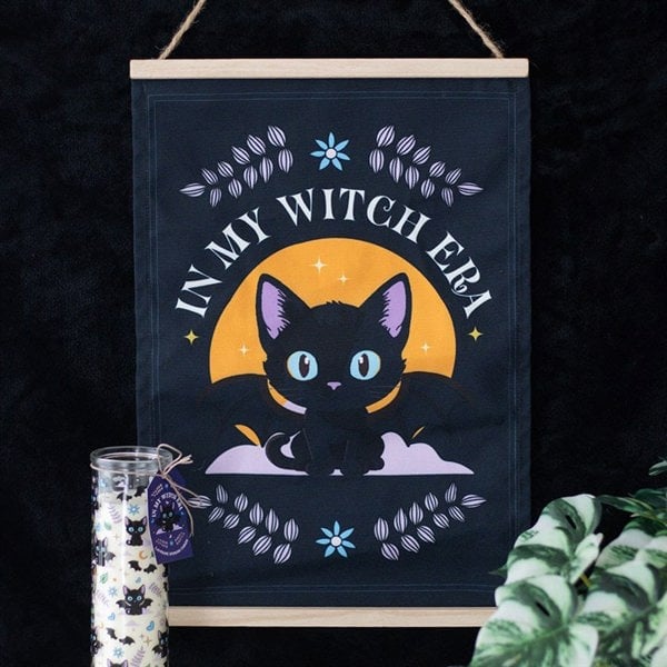 Serano In My Witch Era Bat Cat Fabric Wall Hanging