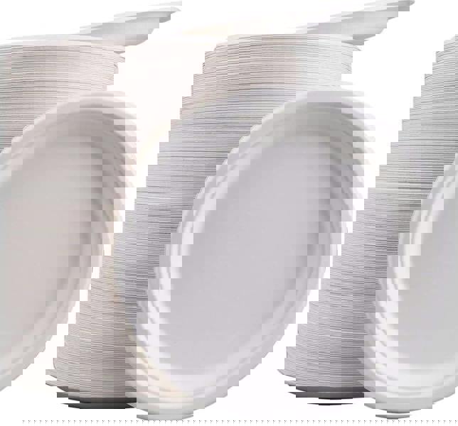 KAV 10 Inch Biodegradable Bagasse Plates - Disposable Super Rigid Sugarcane Fiber, Compostable Plates, Ideal for Parties, BBQs, Picnics, Weddings