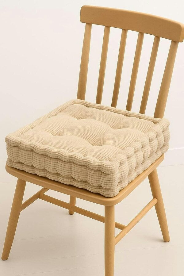 Night Zone Square Fleece Booster Seat Pad 10cm Thick – Soft Chair Cushion for Extra Height - Beige