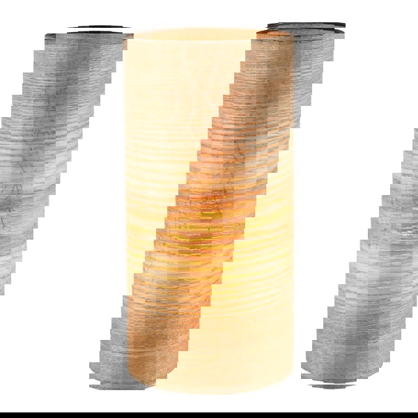 Bamboo Wood Effect Table Lamp with Black Woodland Trees Inner Lining Image 1