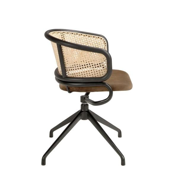Angel Cerdá Rattan and Brown Velvet Swivel Chair 4129