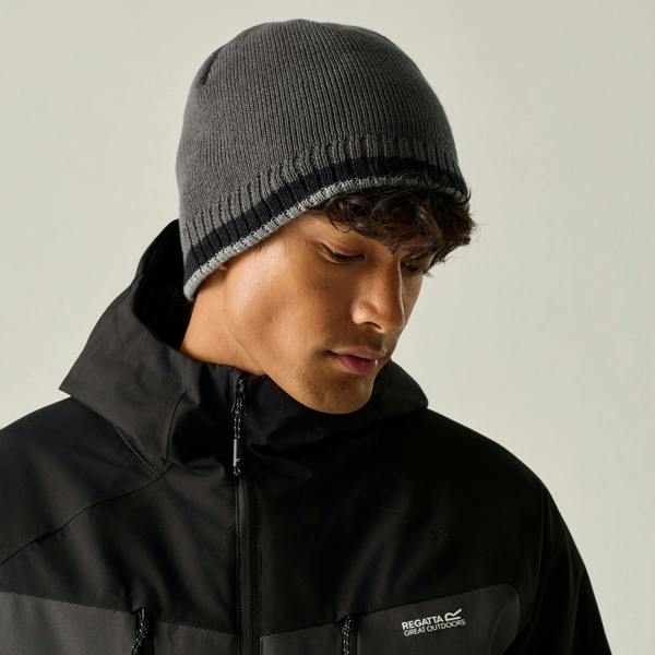Regatta Mens Balton IV Beanie - Black/Dark Grey/Misty Grey