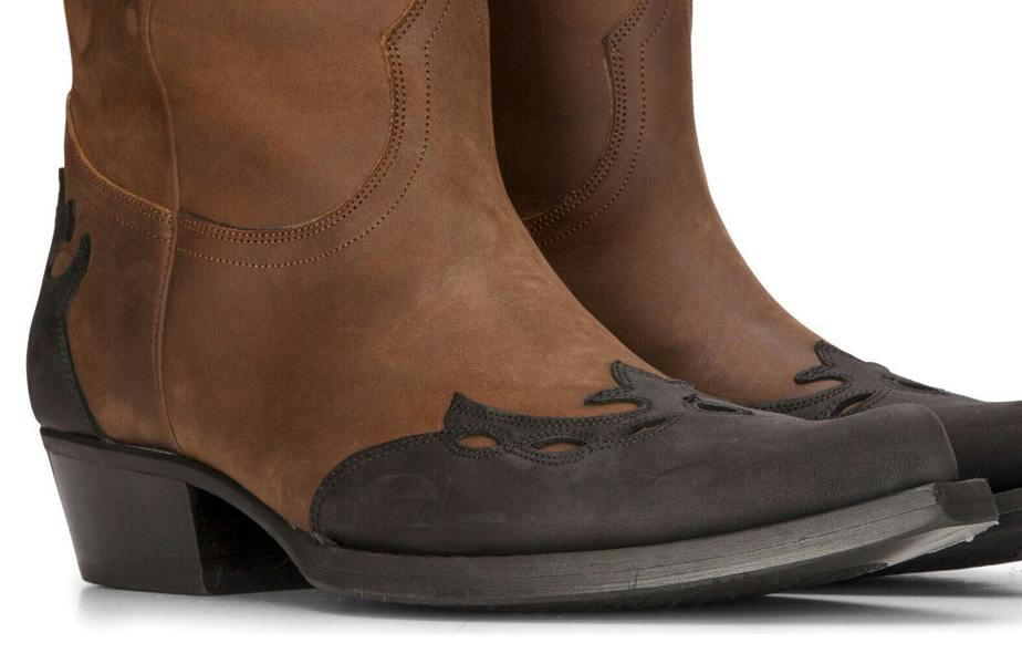 Infinity Leather Men's Leather Western Boots Brown Cuban Cowboy Winklepickers Classic Pointed