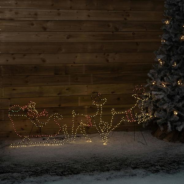 Samuel Alexander Santa’s Sleigh & Reindeer Light Up Christmas Silhouette with 662 LEDs