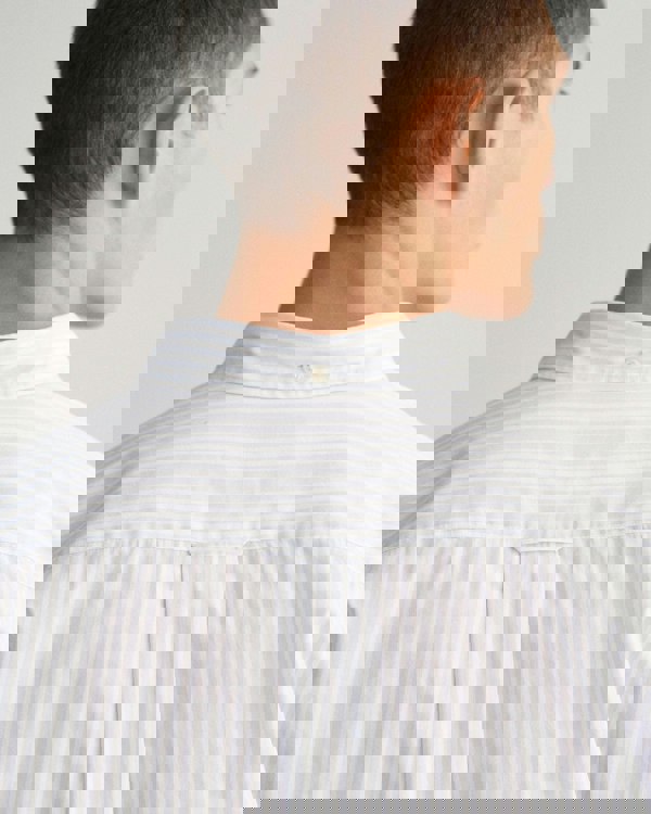 GANT Mens Regular Fit Long Sleeve Poplin Stripe Shirt - 455 Light Blue