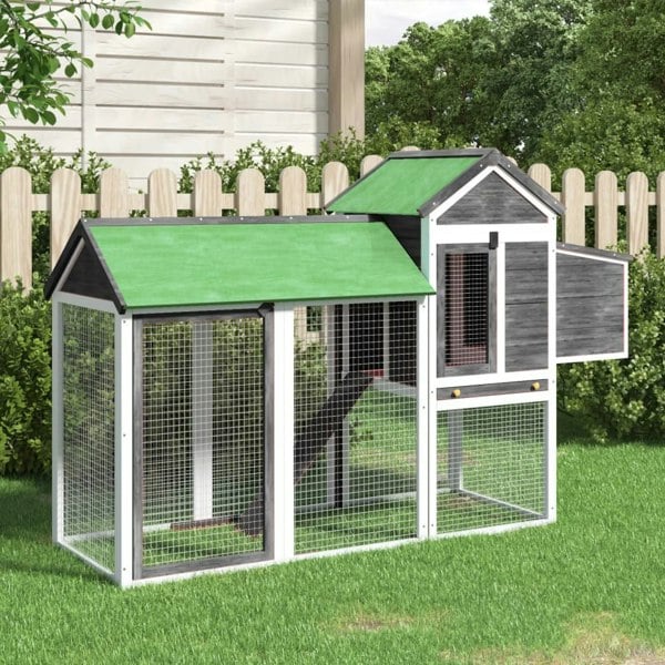 Berkfield Chicken Coop Grey 193x65x117 cm Solid Wood Pine