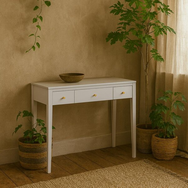 Wyld Haus Cordoba White Wood Grain Three Drawer Desk