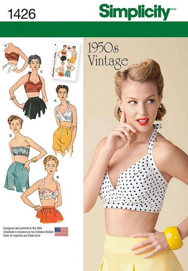 Simplicity Sewing Pattern 1426, Lingerie, Tops, Vintage Style for Women, 4-6-8-10-12 - Intermediate