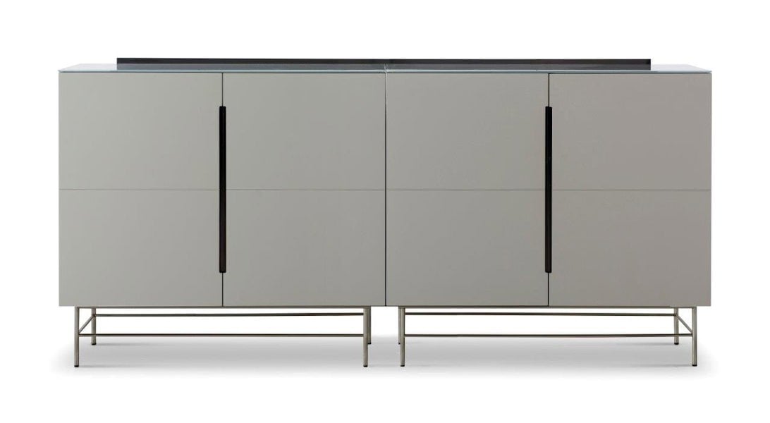 Four Door Sideboard in Matt Grey with Gun Metal Base - Alberto by Gillmore © GillmoreSPACE Ltd