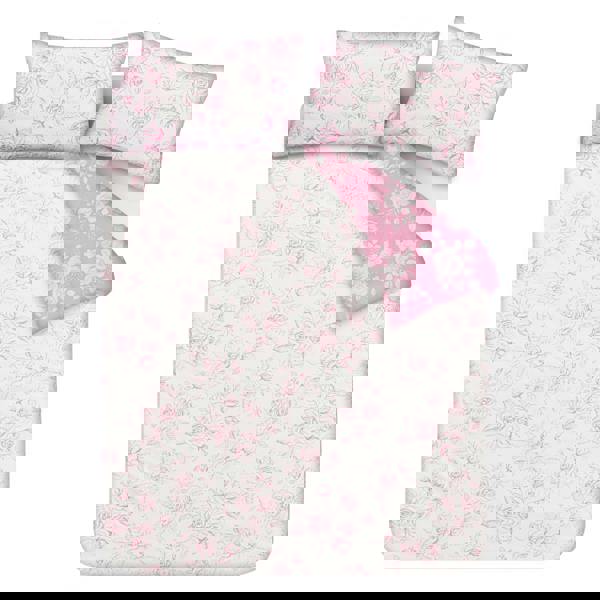 Smart Living Luxury Super Soft Reversible Floral Toile Duvet Cover with Pillowcase