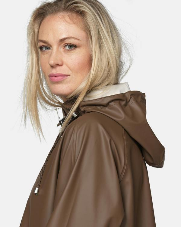 Ilse Jacobsen Rain Womens A - Line Rubberised Raincoat - Mud 206 | CHO | Designer Womens Rain Coats