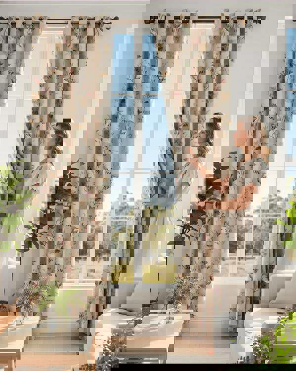 Anyhouz Anydrape 300cm Curtain Beige Flower Design Modern Luxury Retro Style Texture for Living Room Bedroom Dining Fashion Decor