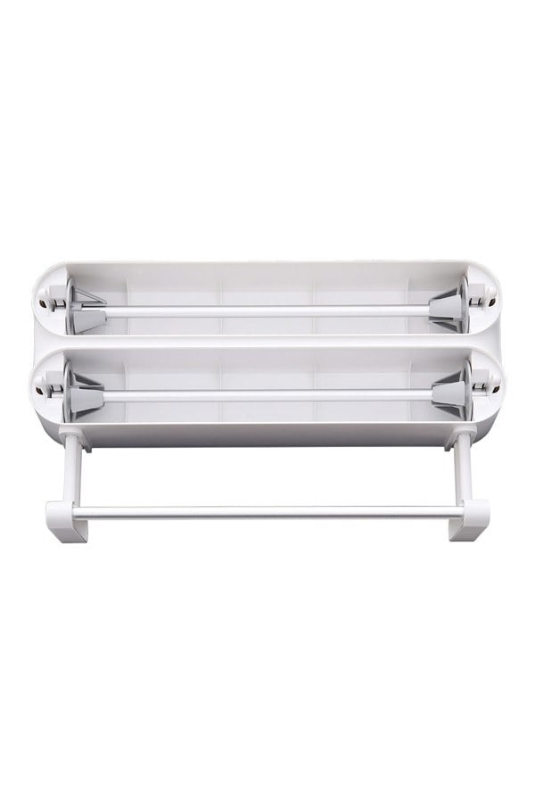 Living and Home 3-Layer Magnetic Wall Mounted Wrap Dispenser with Cutter & Paper Roll Holder