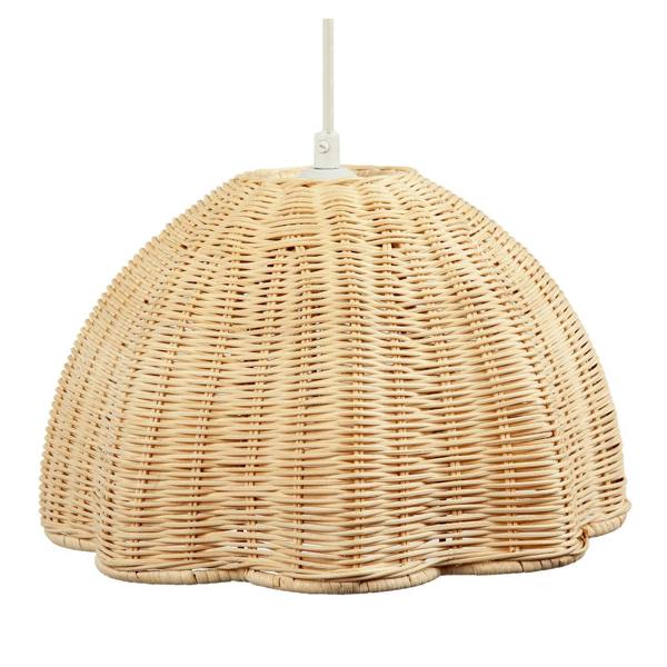Intricately Woven Rattan Pendant Light Shade with Scalloped Lower Edge Image 5