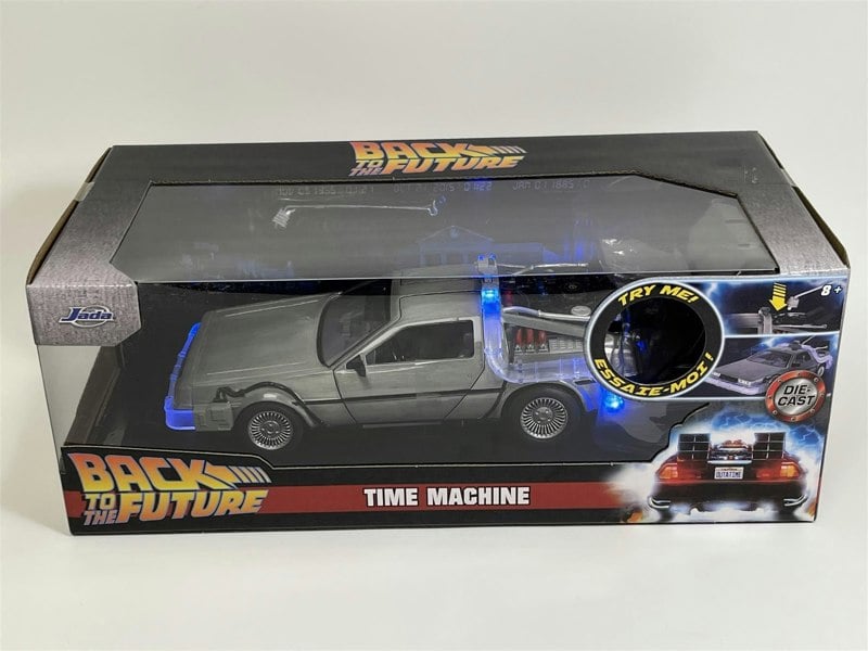 a toy car in a box