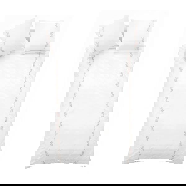 Bianca Camille Embroidered Floral 200 Thread Count Cotton Duvet Cover Set White / Pink