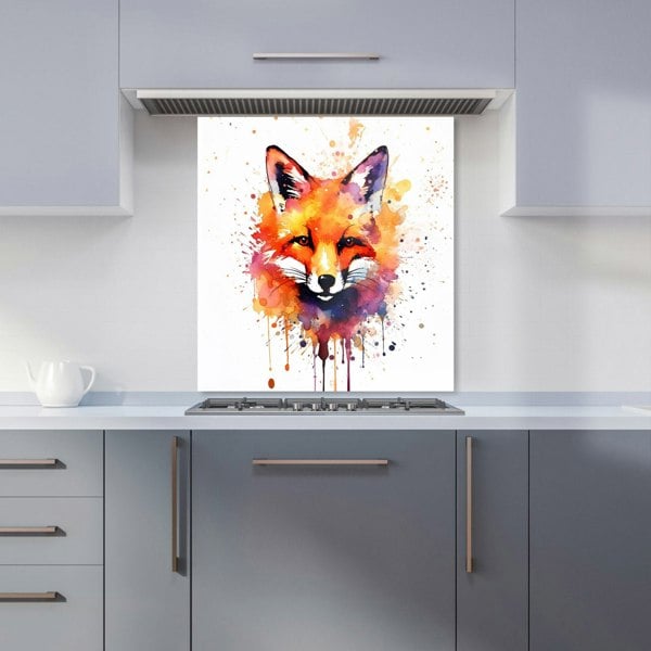 Warren Reed - Designer Watercolour Splashart Fox Face Kitchen Splashback