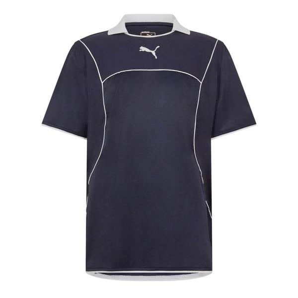 Puma Mens Plain Contrast Piping Athletic Rugby Shirt - Navy Blue - 