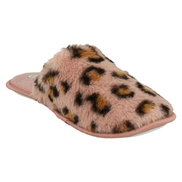 Spot On Ladies Spot On Leopard Detailed Mule Slippers X2114
