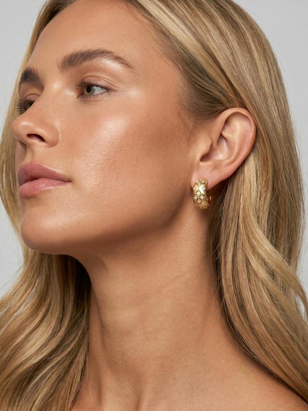 MUCHV Textured Hydrangea Hoop Earrings