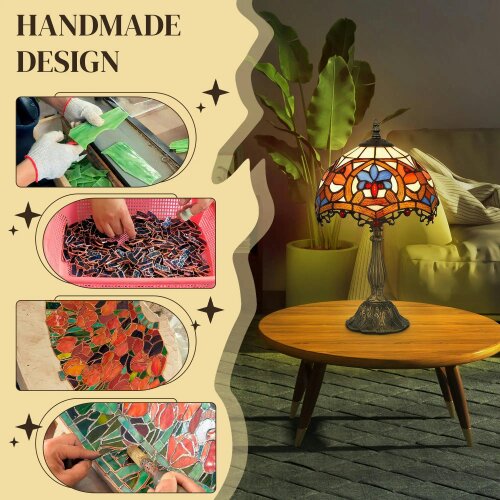 Wyld Haus Capitti Glass And Metal Multicoloured Stained Glass Table Lamp With Zinc Alloy Base