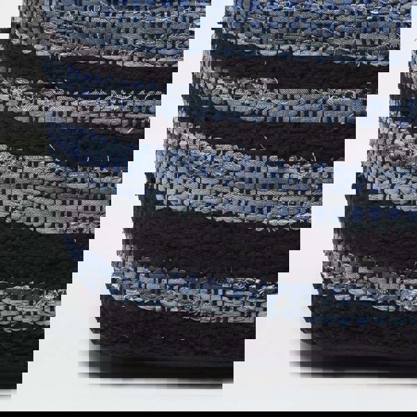 HOMESCAPES Texas Denim Woven Striped Bean Filled Pouffe