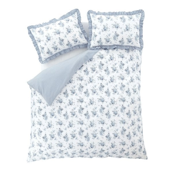 Catherine Lansfield Lucie Floral Frill Reversible Duvet Cover Set