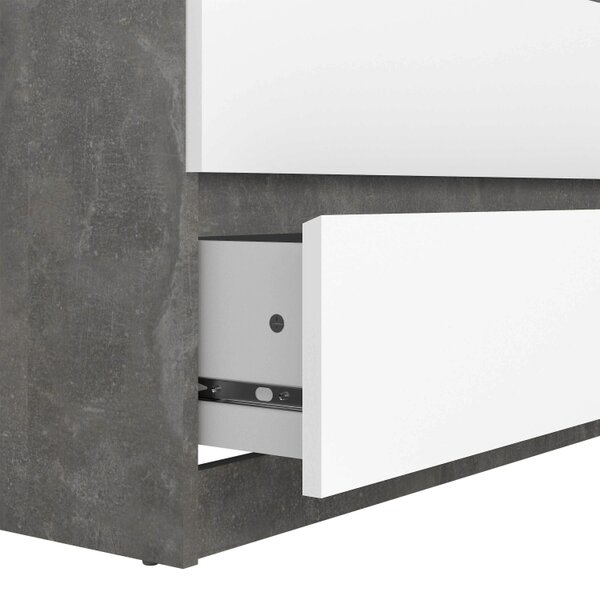 Wyld Haus Budapest Tall Concrete Effect and White Wooden Chest of 5 Drawers
