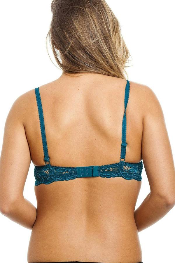 Camille Women's Underwired Bra Teal Green Floral Lace Padded Cup Lingerie
