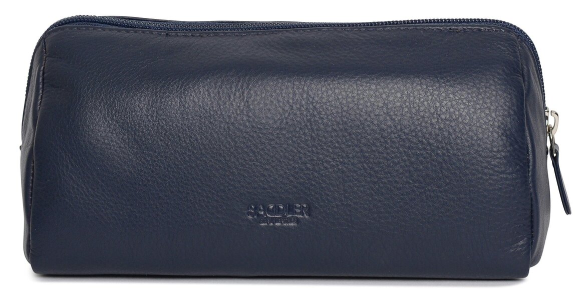 SADDLER MEGAN Leather Zip Top Cosmetic Bag - Large Capacity and Inner Zip Pocket - RFID Protected
