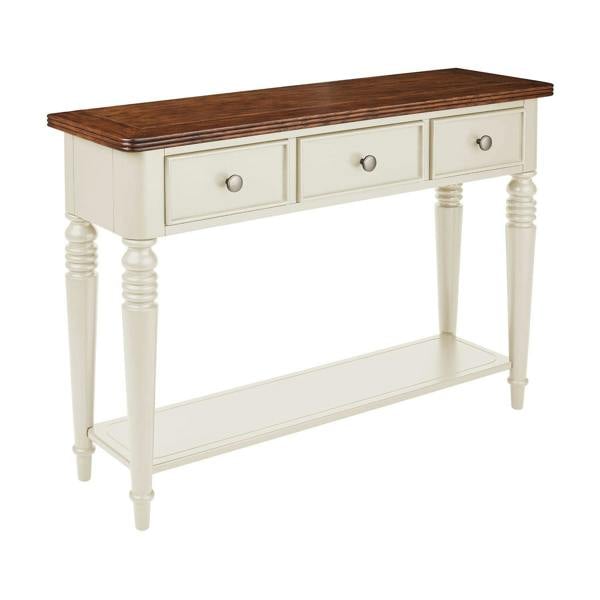 Statement Furniture Queensbury Console Table with Drawers, Shelf and Oak Top