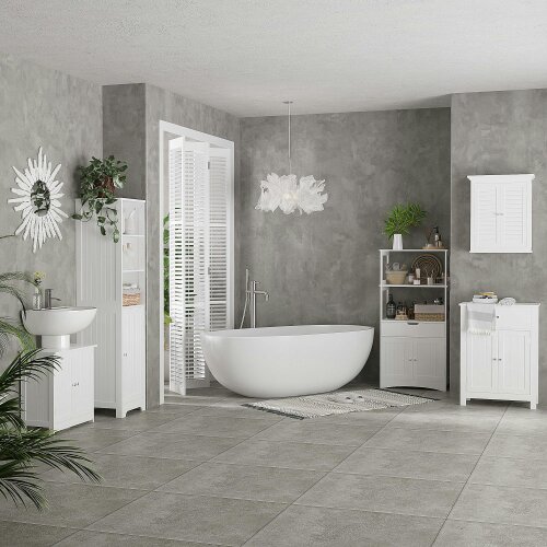 Wyld Haus Neha Under Sink Bathroom Vanity Storage Unit With 2 Tier Interior White