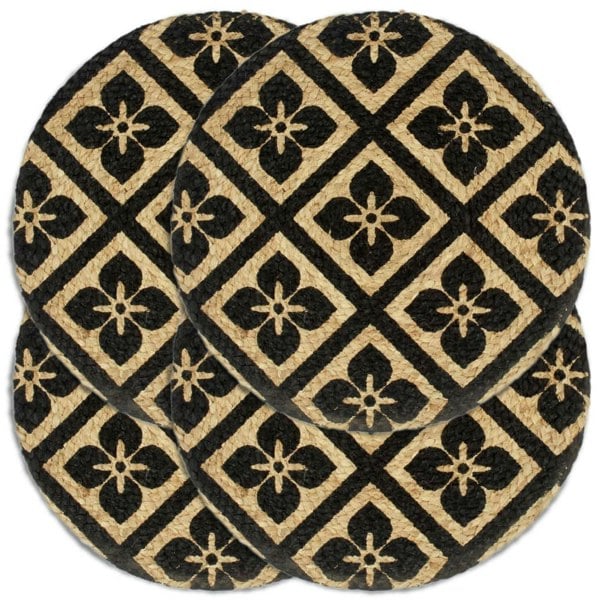 Berkfield Placemats 4 pcs Black 38 cm Round Jute