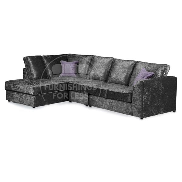 Furnishings For Less Crystal Crushed Velvet Full Back 5 Seater L Shaped Corner Sofa