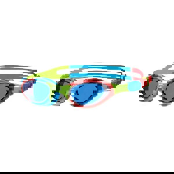 Zoggs Super Seal Junior tinted lens swim goggles in blue, green with red accents