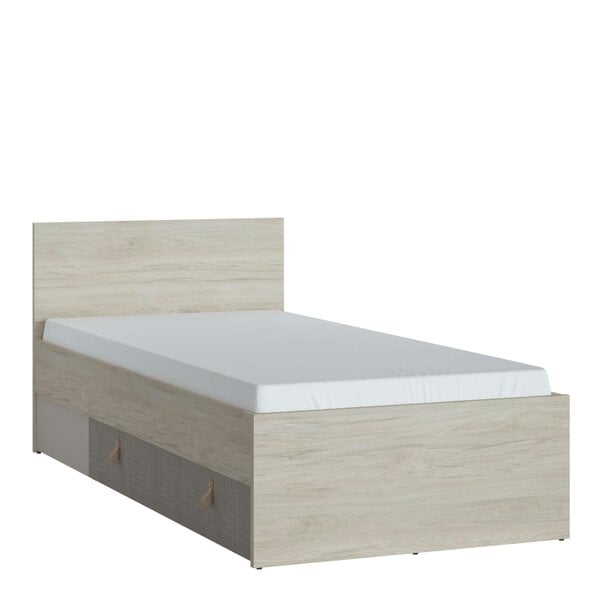 Wyld Haus Rosemary 3ft Light Walnut Wooden Bed with Headboard 1 Drawer