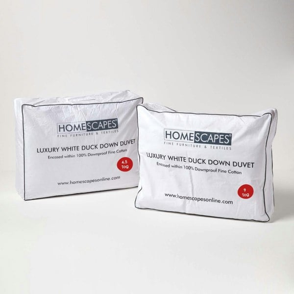 HOMESCAPES Duck Down 13.5 Tog All Season Duvet Set