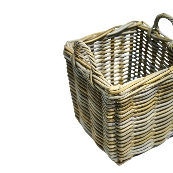 Ivyline Wicker Log Basket Square, Set of 2