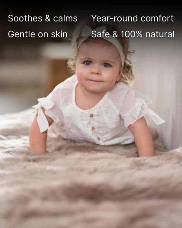 Bronze Double Long Wool Sheepskin Rug with baby