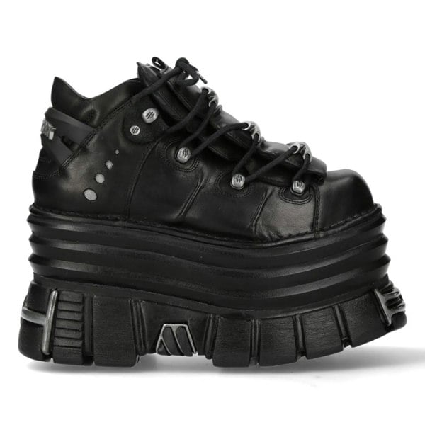 New Rock M-106-C181 Black Gothic Chunky Platform Ankle Boots