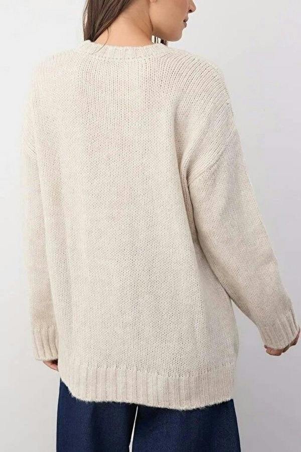 WOVCOR Soft-Textured Oversize Basic Knit Sweater