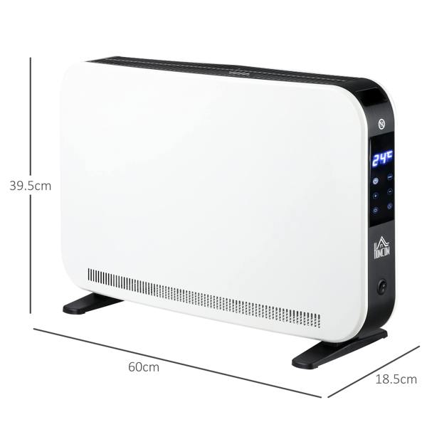 HOMCOM Portable Convector Heater with 24H Timer Adjustable Temperature White