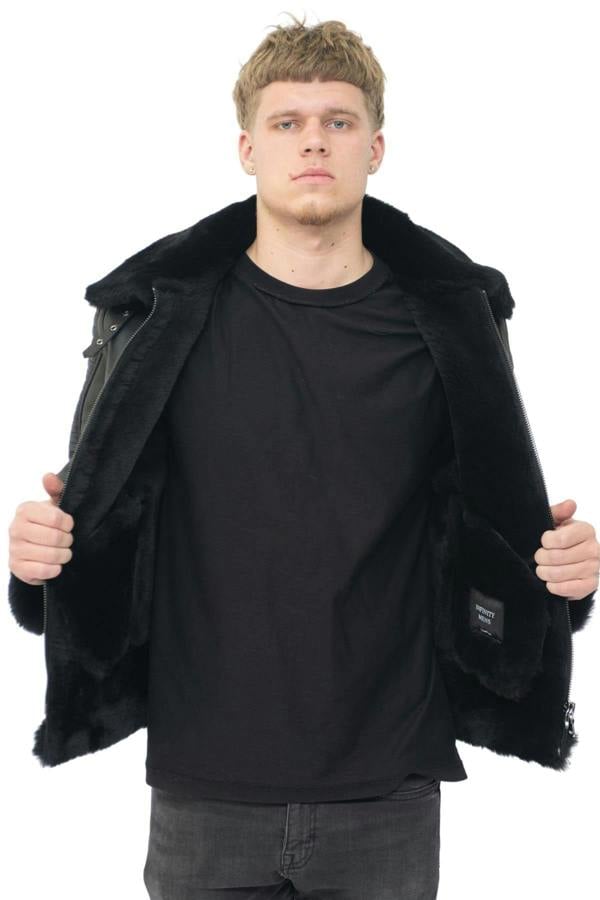 Infinity Leather Mens Retro Sheepskin Bomber Jacket-Asheville
